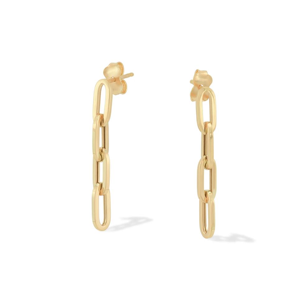 Polished Oval Paperclip Dangle Earrings in 10K Yellow Gold – Image 1 of 2