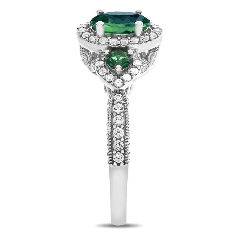 Emerald &amp; 1/2 ct. tw. Diamond Ring in 14K White Gold – Image 3 of 3
