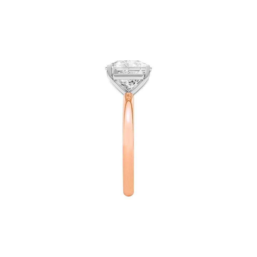 Lab Grown Diamond Square Solitaire Ring in 14K Rose &amp; White Gold (3 ct.) – Image 3 of 4