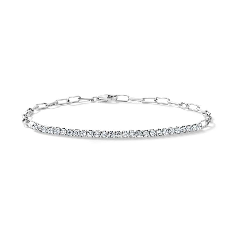 Lab-Created White Sapphire Paperclip Bracelet in Sterling Silver – Image 1 of 2