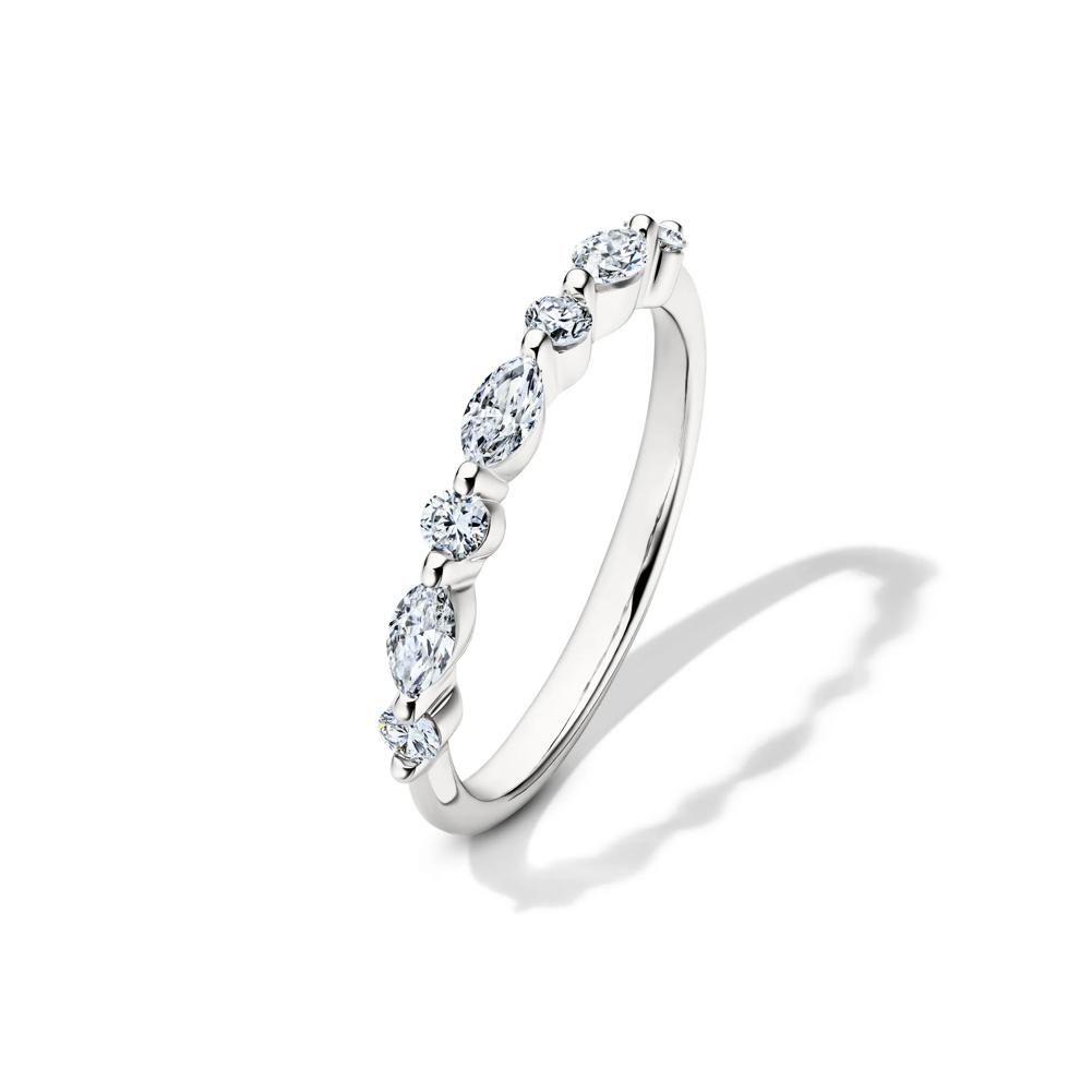 Lab Grown Diamond Round and Marquise-Shaped Band in 14K White Gold (1/2 ct. tw.) – Image 4 of 4