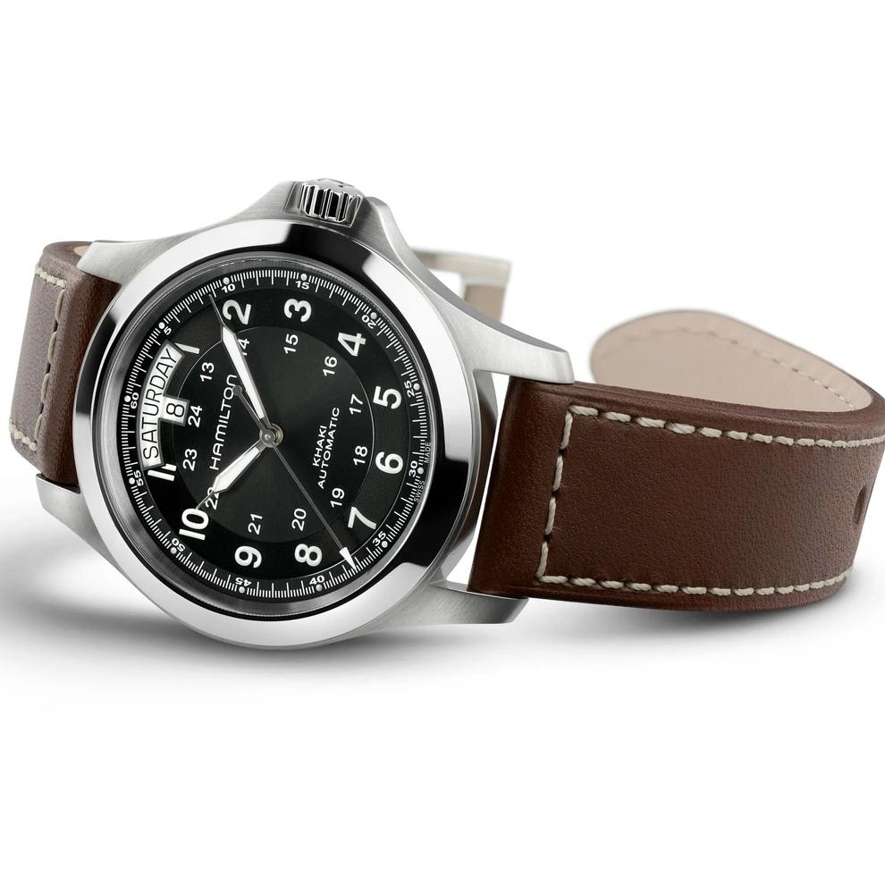 Khaki Field King Auto Watch with Brown Leather Strap – Image 2 of 3