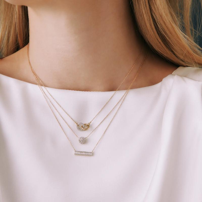 Two-Tone Diamond Linked Circle Necklace in 14K White and Yellow Gold &#40;1/10 ct. tw.&#41; – Image 5 of 6