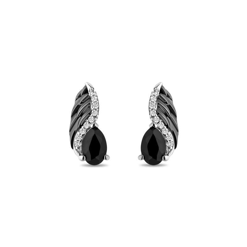 Maleficent Onyx and Diamond Earrings in Sterling Silver &#40;1/10 ct. tw.&#41; – Image 2 of 2