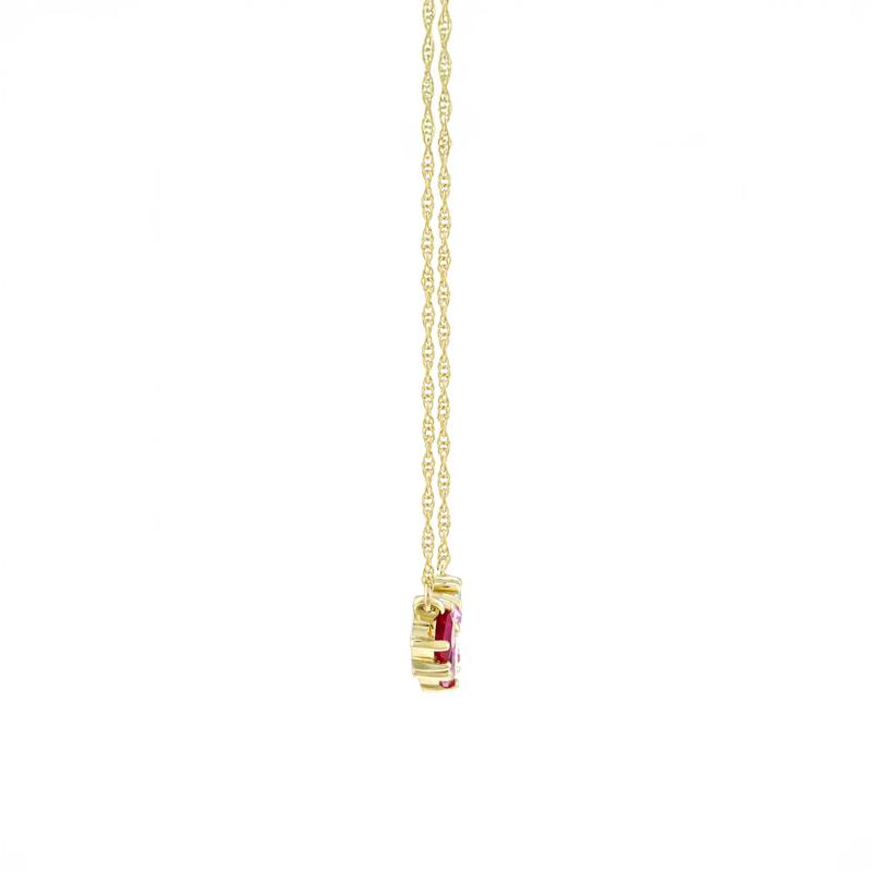 Lab-Created Ruby, Pink and White Sapphire Necklace in 10K Yellow Gold – Image 2 of 3