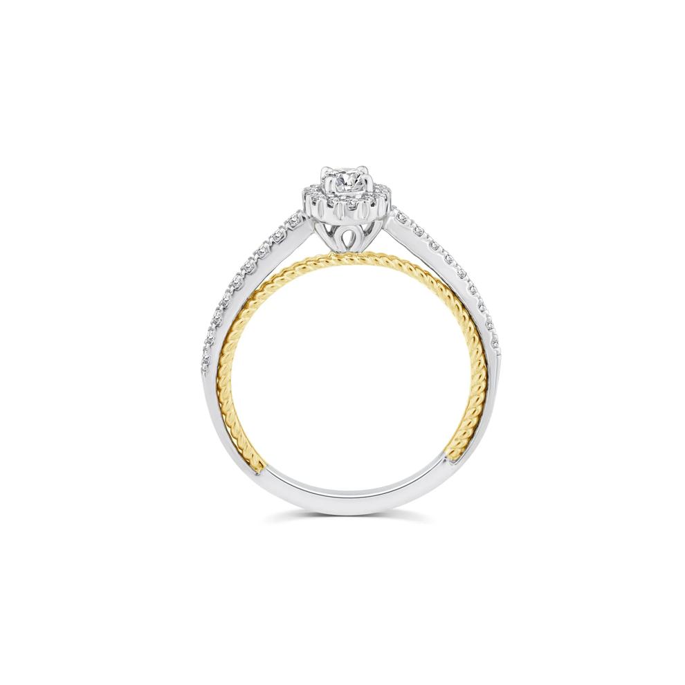 Oval Diamond Halo Engagement Ring in 14K Yellow and White Gold (1/2 ct. tw.) – Image 2 of 3
