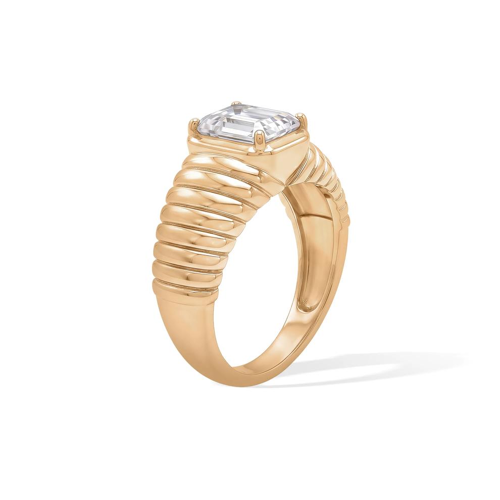 Lab-Created White Sapphire Octagon Ring in 14K Gold Vermeil – Image 3 of 4