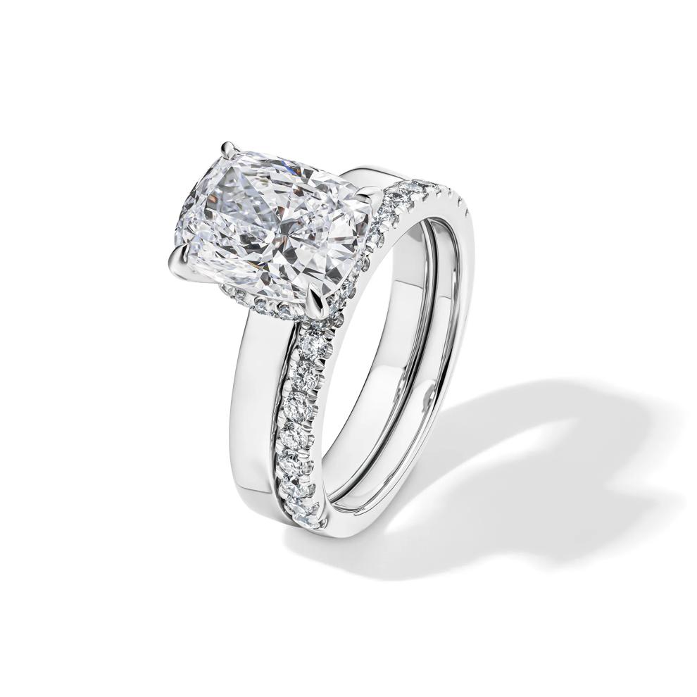 Lab Grown Diamond Elongated Cushion-Cut Engagement Ring in 14K White Gold (4 ct. tw.) – Image 5 of 6
