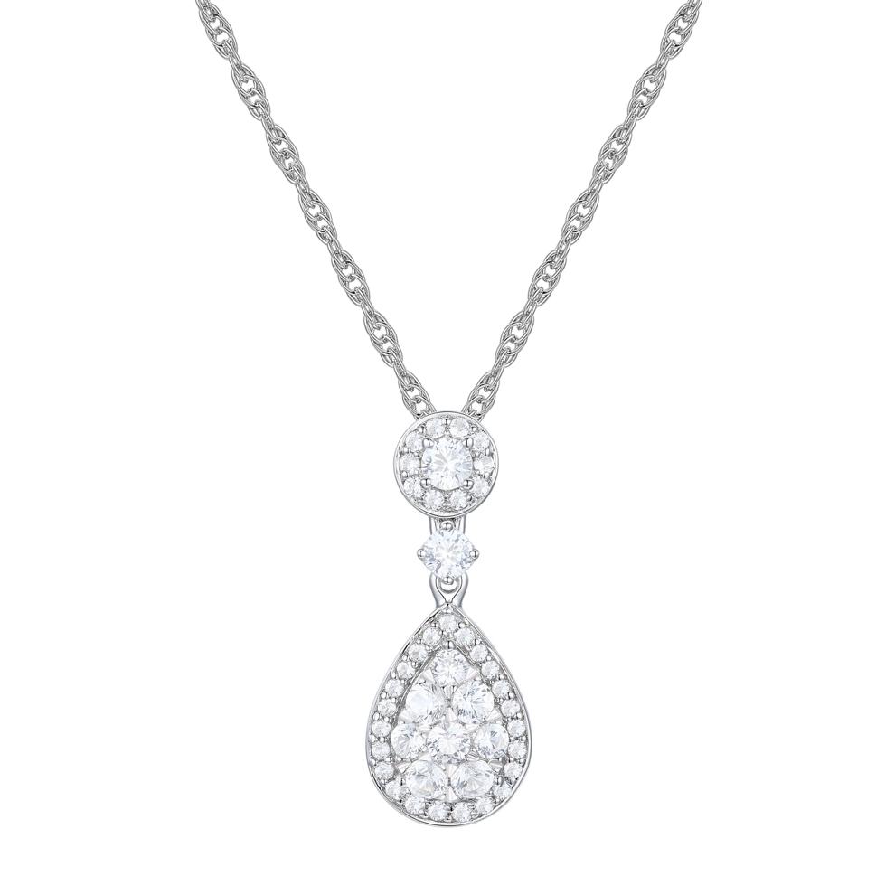 Pear-Shaped Diamond Cluster Pendant in 10K White Gold (1/2 ct. tw.) – Image 1 of 3