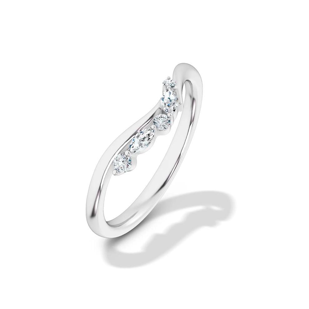 Diamond Offset Contour Band in 14K White Gold (1/10 ct. tw.) – Image 4 of 4