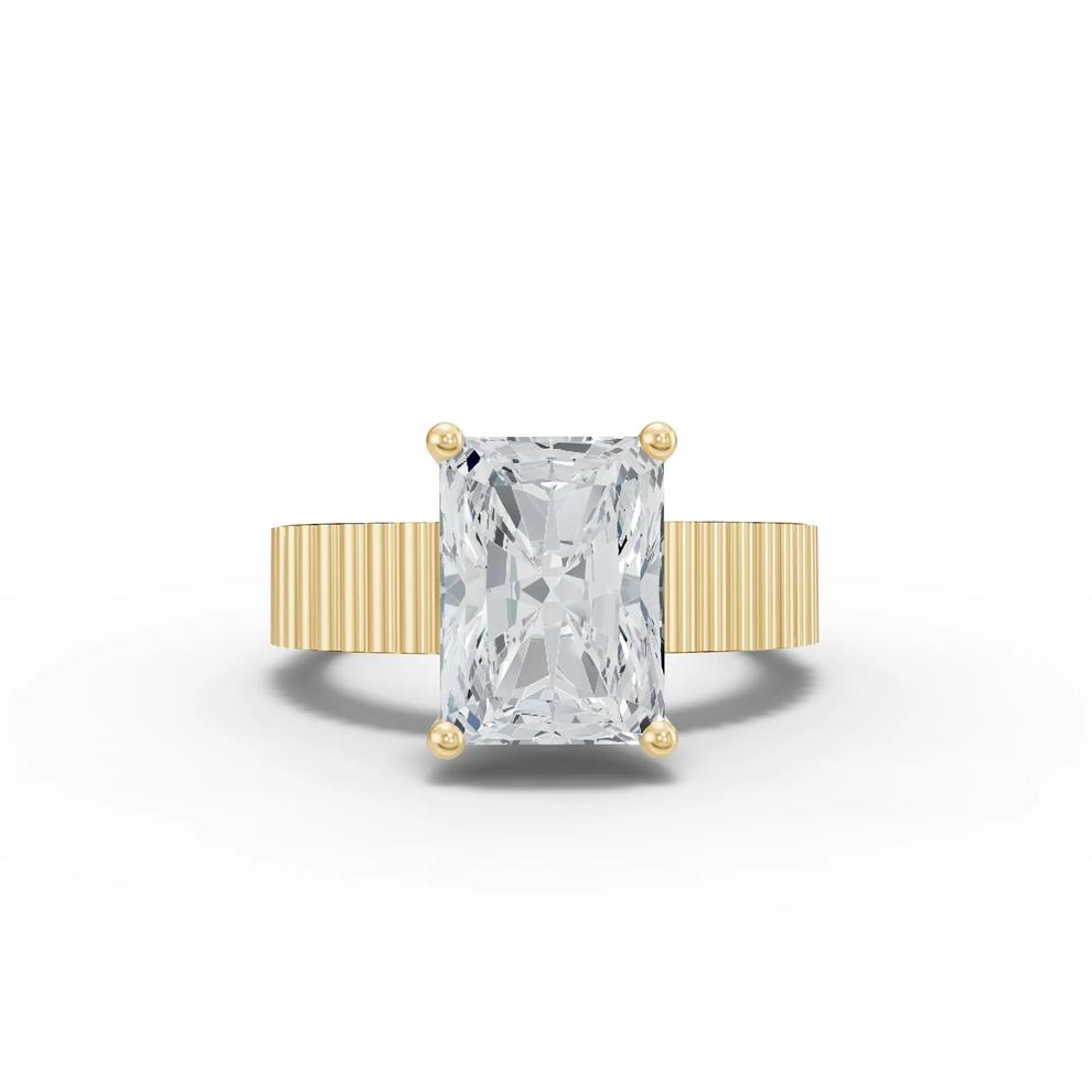 Lab Grown Diamond Radiant Solitaire Engagement Ring in 18K Yellow Gold (4 ct.) – Image 1 of 4