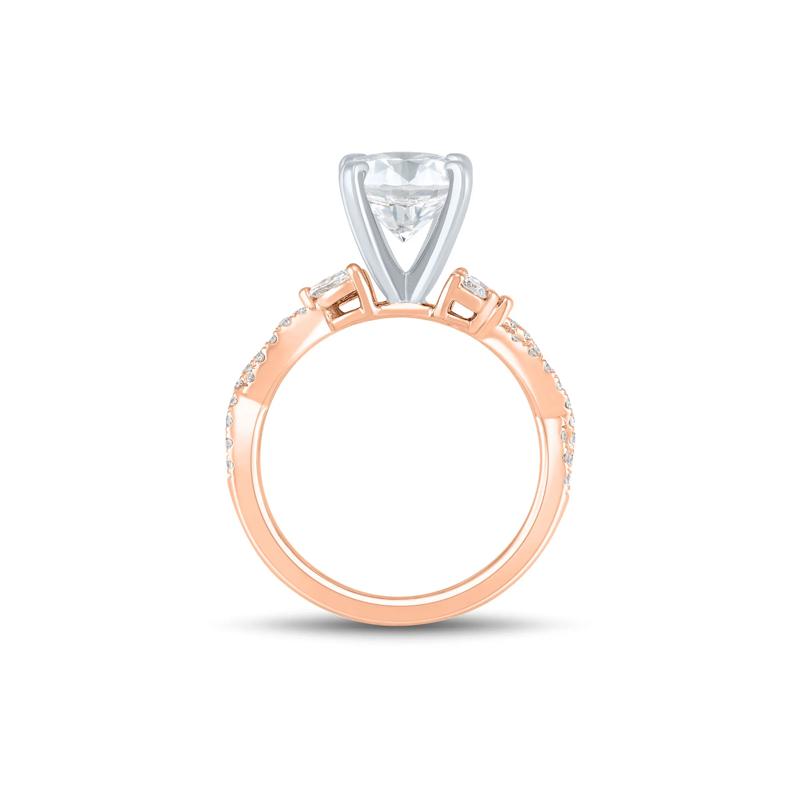 Lab Grown Diamond Marquise and Round Semi-Mount in 14K Rose &amp; White Gold &#40;3/8 ct. tw.&#41; &#40;Setting Only&#41; – Image 4 of 6