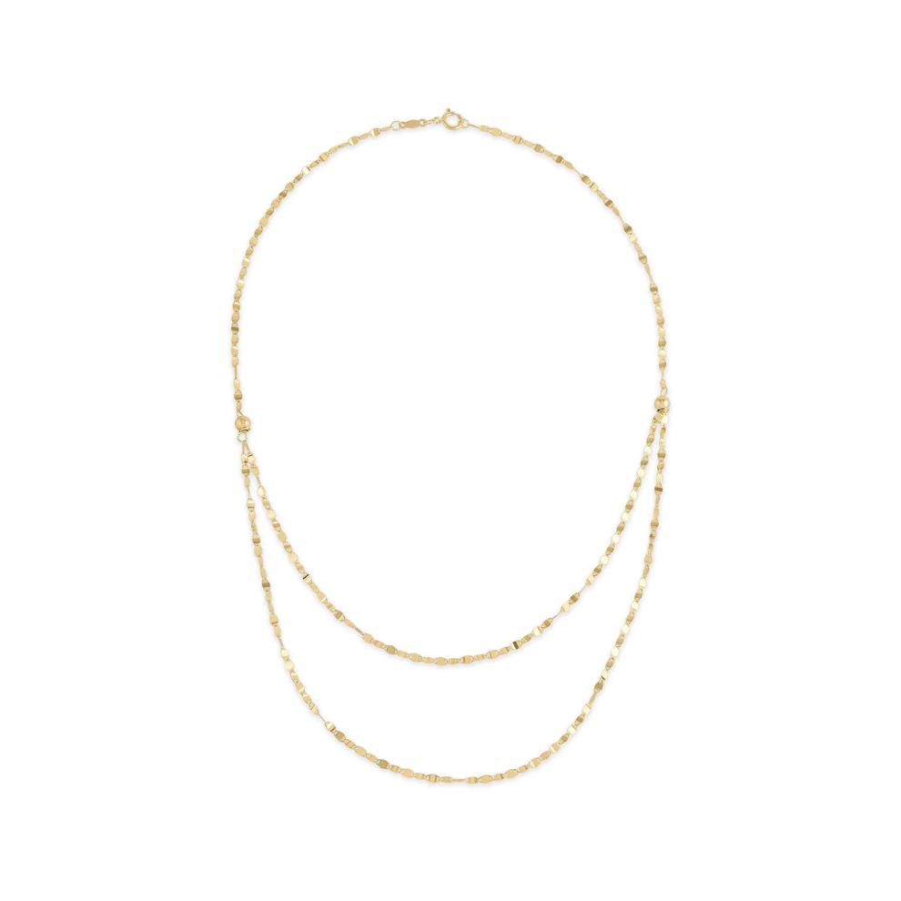 Double Layer Mirror &amp; Beaded Chain in 10K Yellow Gold, 16" – Image 3 of 4