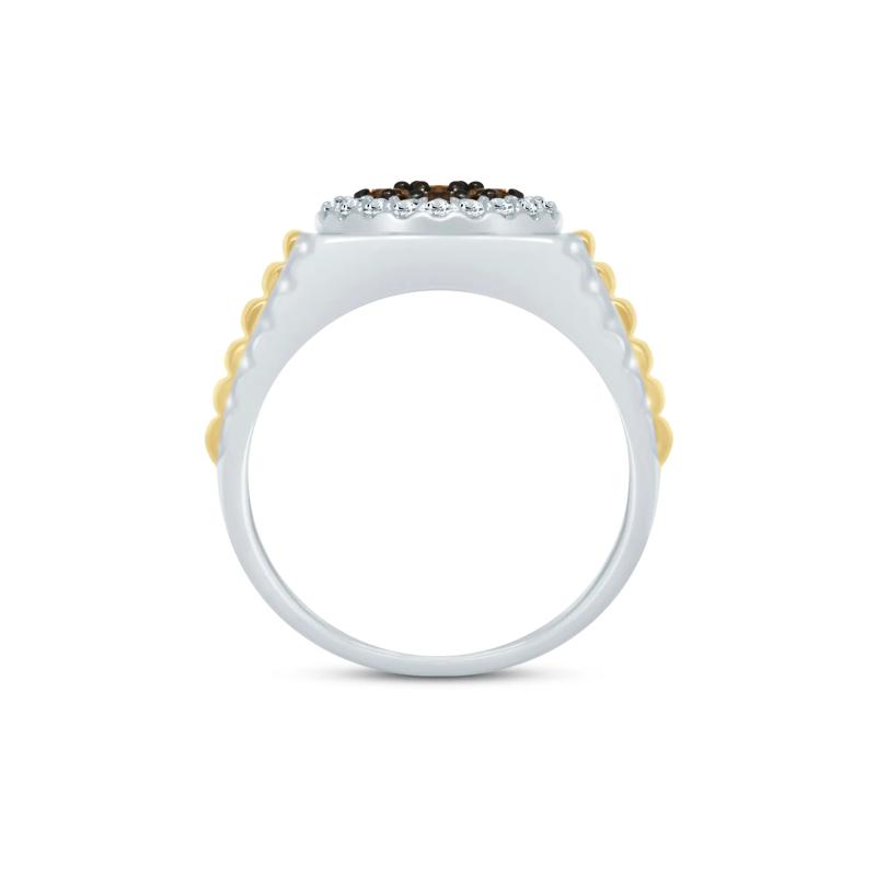 Men&#39;s 1 ct. tw. Champagne &amp; White Diamond Ring in 10K White &amp; Yellow Gold – Image 2 of 3