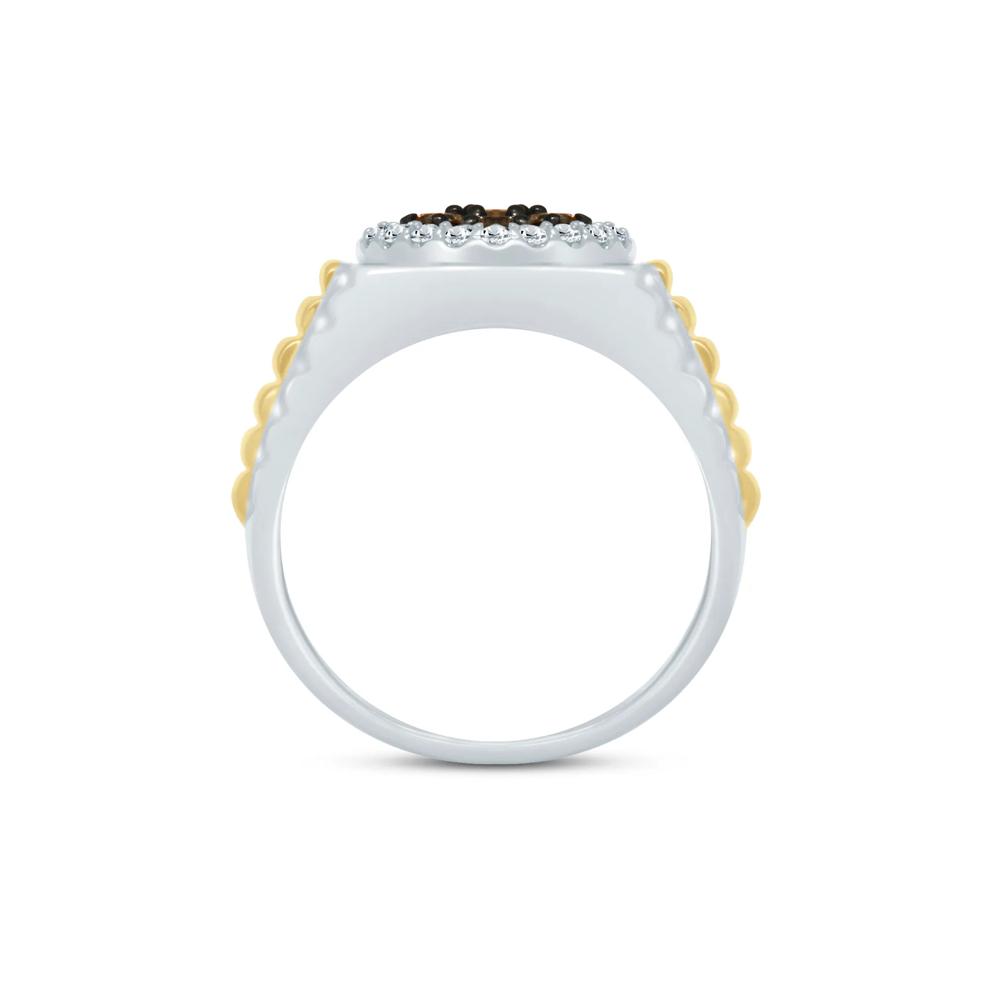 Men's 1 ct. tw. Champagne &amp; White Diamond Ring in 10K White &amp; Yellow Gold – Image 2 of 3