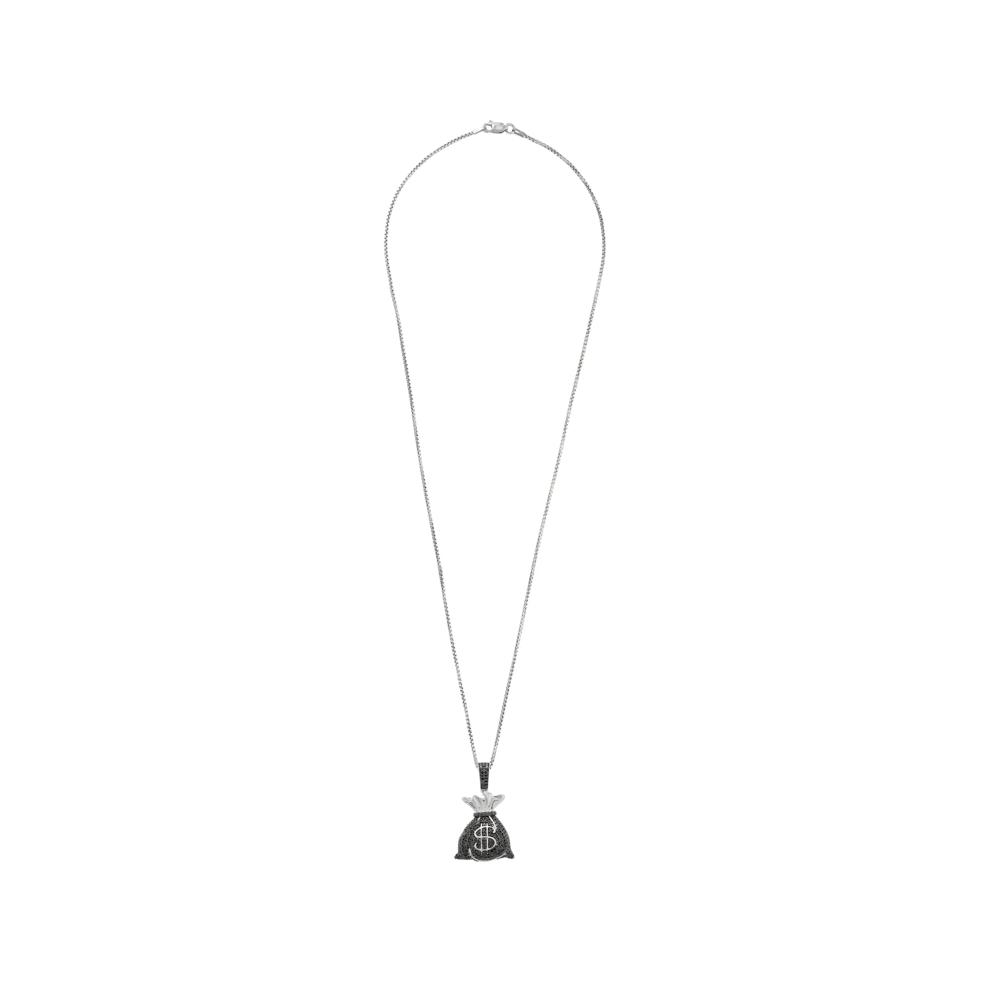 Men's Black Diamond Money Bag Pendant Necklace in Sterling Silver (1/2 ct. tw.) – Image 3 of 4
