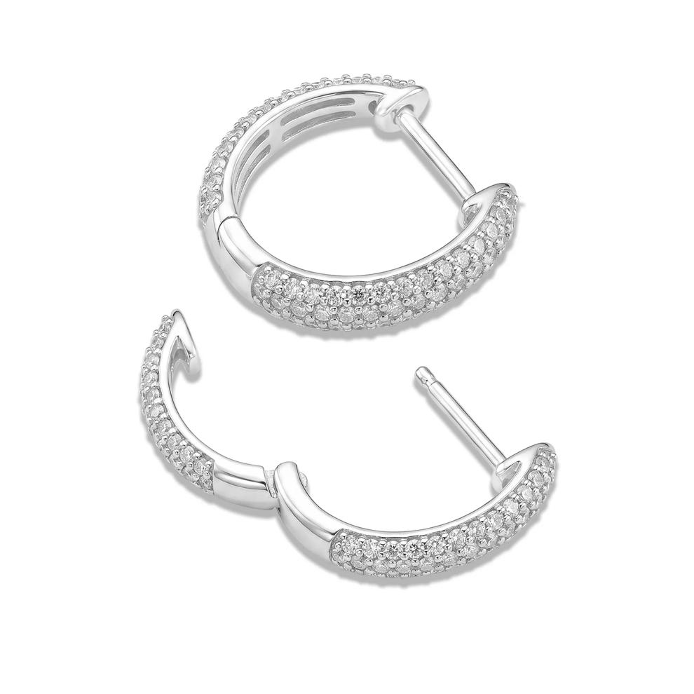 Diamond Hoop Earrings in Sterling Silver (1/2 ct. tw.) – Image 2 of 2
