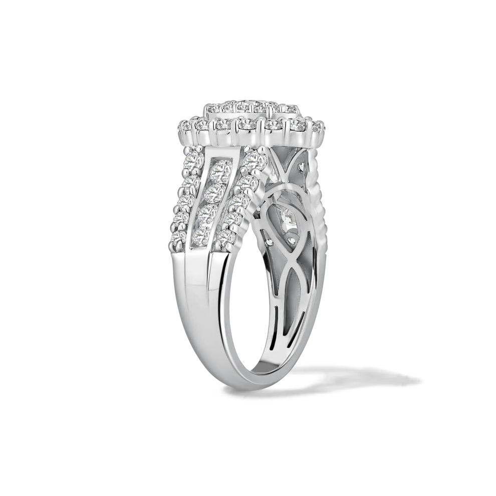 Diamond Oval Multi-Row Composite Ring in 10K White Gold (2 ct. tw.) – Image 3 of 4