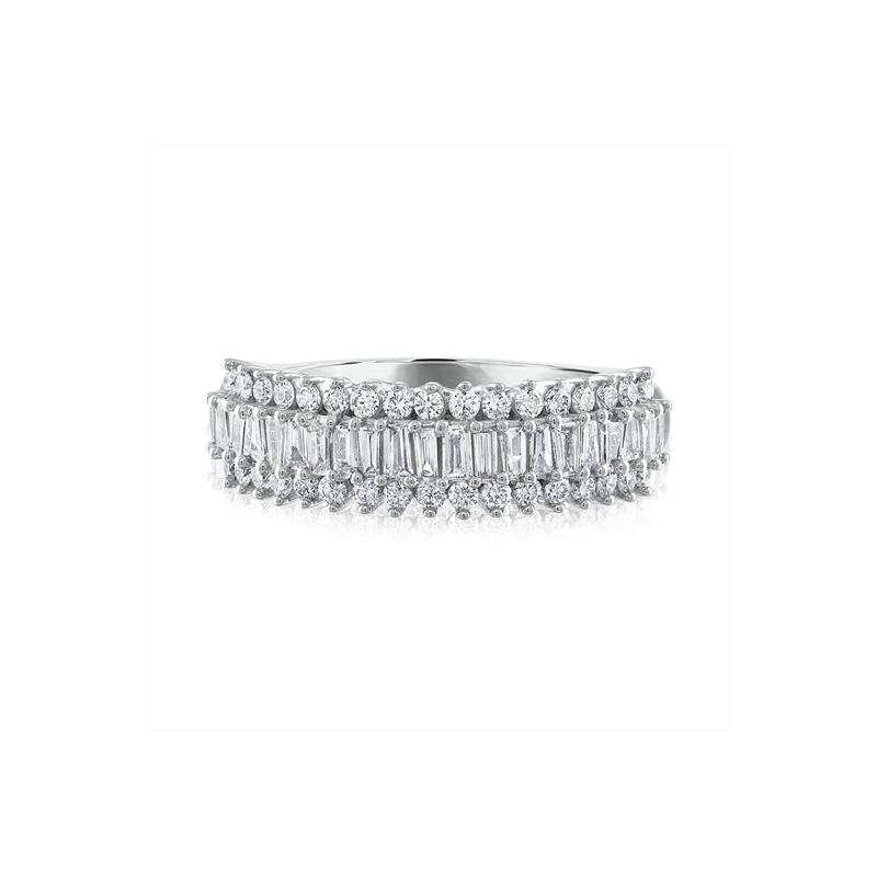 Baguette &amp; Round Diamond Band in 10K White Gold &#40;3/4 ct. tw.&#41; – Image 1 of 3