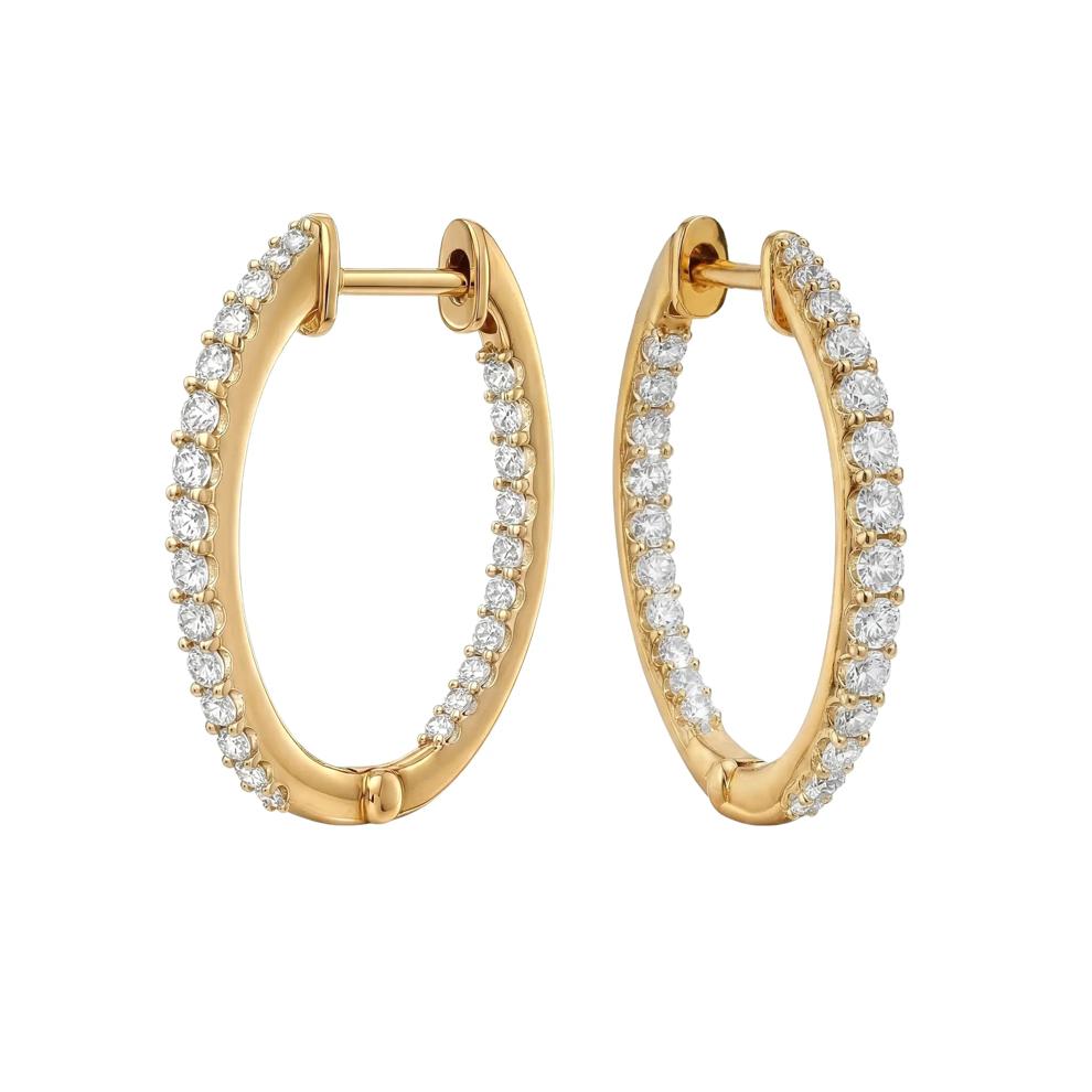 Diamond Graduated Inside-Out Hoop Earrings in 10K Yellow Gold (1/2 ct. tw.) – Image 1 of 2