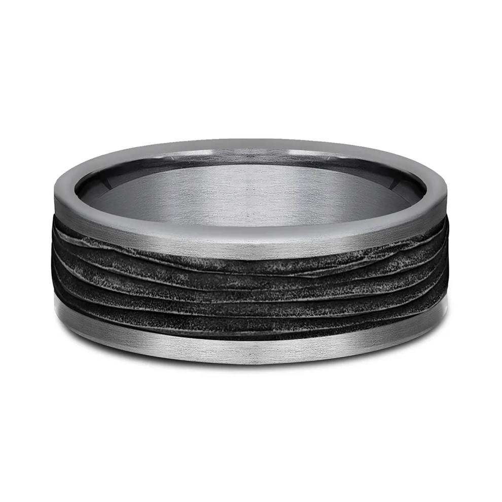 Men's Bark Pattern Band in Grey Tantalum, 8MM – Image 1 of 3