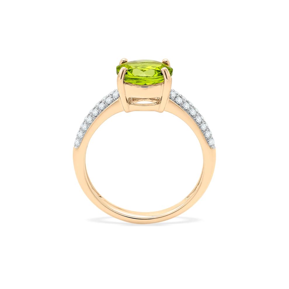 Round-Shaped Peridot &amp; Diamond Ring in 10K Yellow Gold (1/8 ct. tw.) – Image 2 of 4