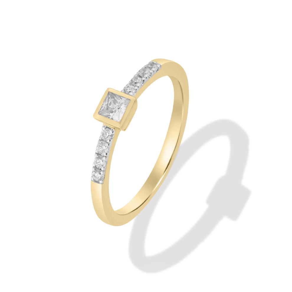 Diamond Princess-Cut Center Promise Ring in 10K Yellow Gold (1/4 ct. tw.) – Image 4 of 4