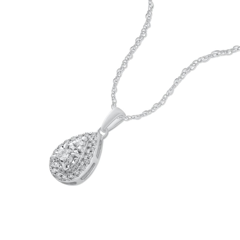Diamond Pear-Shaped Illusion Pendant in 10K White Gold (1/4 ct. tw.) – Image 4 of 4