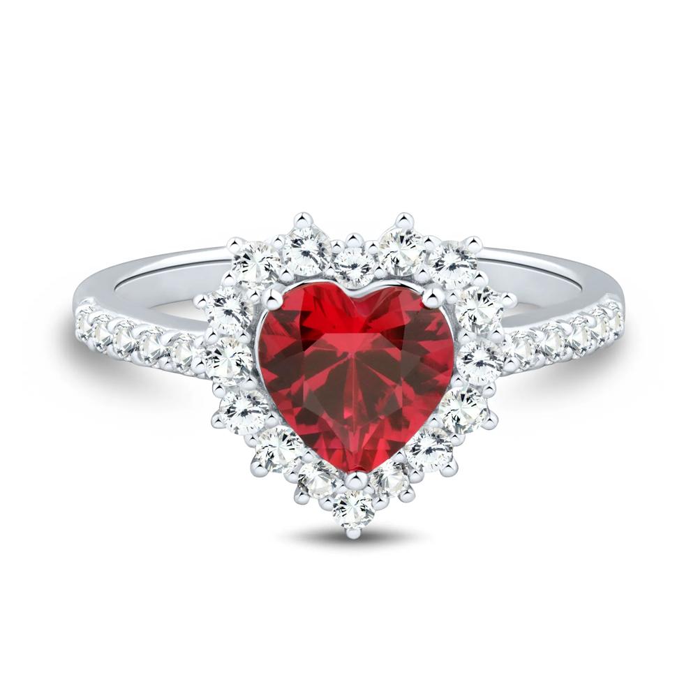 Lab-Created Ruby and Lab-Created White Sapphire Ring, Earring and Pendant Set in Sterling Silver – Image 2 of 9