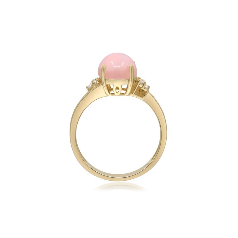Pink Opal and Diamond Accent Ring in 10K Yellow Gold – Image 2 of 5