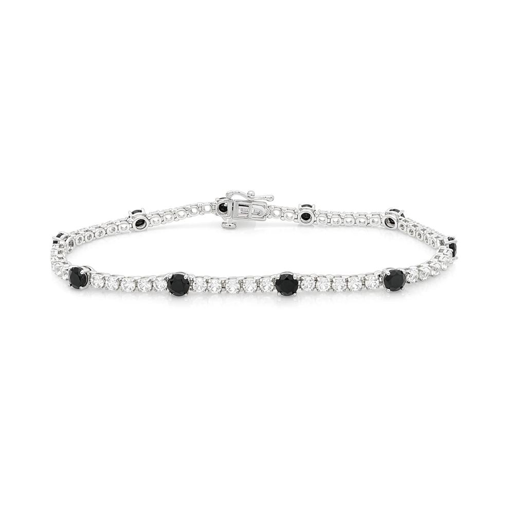 Lab-Created Gemstone &amp; Lab-Created White Sapphire Line Bracelet in Sterling Silver – Image 1 of 1