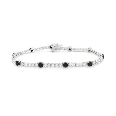Lab-Created Gemstone & Lab-Created White Sapphire Line Bracelet in Sterling Silver