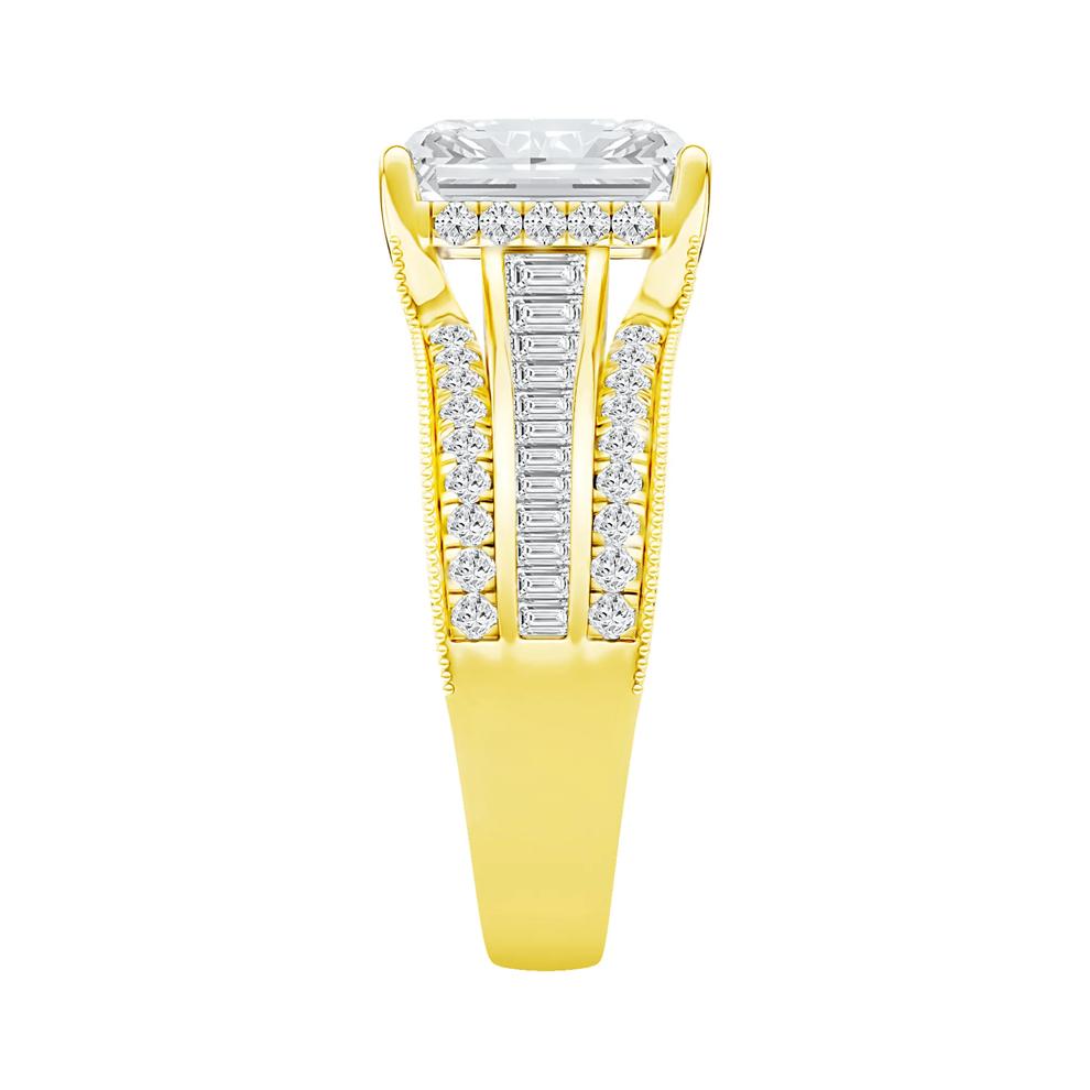 Lab Grown Diamond Radiant-Cut Center Engagement Ring in 14K Yellow Gold (3 3/4 ct. tw.) – Image 3 of 5