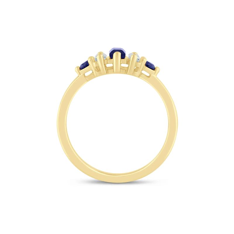 Lab-Created Blue Sapphire and Lab Grown Diamond Ring in 10K Yellow Gold &#40;1/5 ct. tw.&#41; – Image 2 of 3