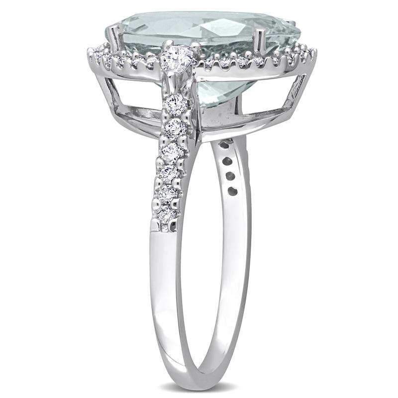 Aquamarine and Diamond Ring in 14K White Gold &#40;1/2 ct. tw.&#41; – Image 3 of 7