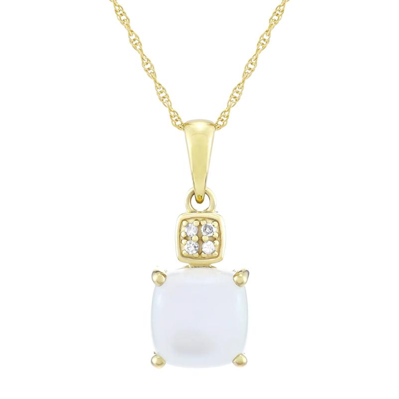 Moonstone &amp; Diamond Accent Pendant Necklace in 10K Yellow Gold – Image 1 of 3