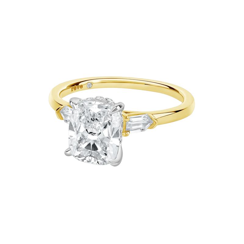 Jules Lab Grown Diamond Elongated Cushion Engagement Ring in 14K Yellow and White Gold &#40;2-3/8 ct. tw.&#41; – Image 5 of 5