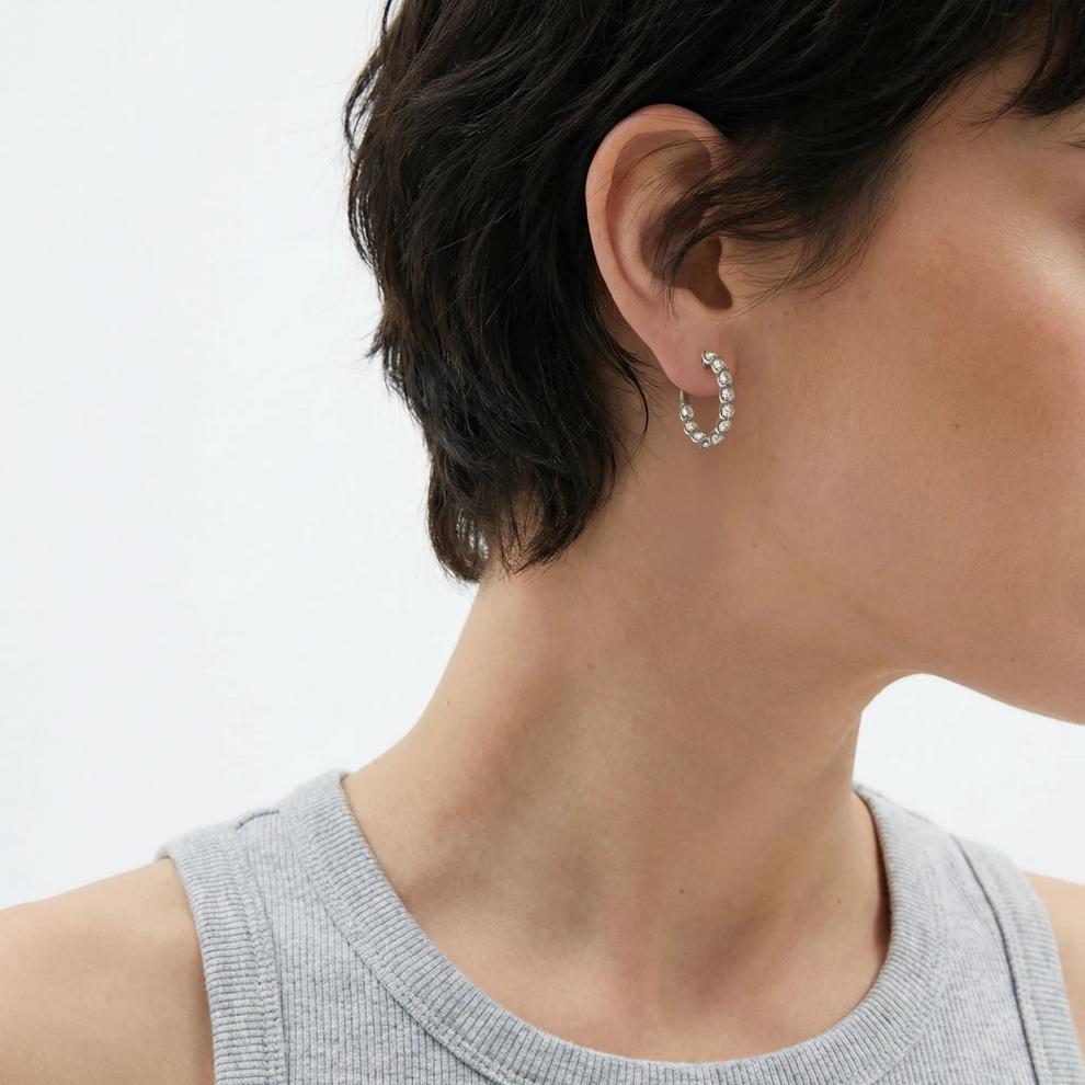 2 1/2 ct. tw. Diamond Inside-Out Hoop Earrings in 14K White Gold – Image 2 of 2