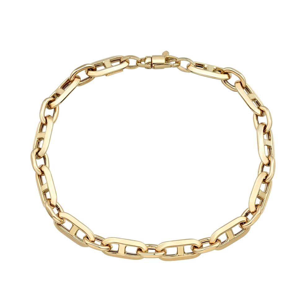 Mariner and Oval-Link Bracelet in 10K Yellow Gold, 7.5" – Image 1 of 3
