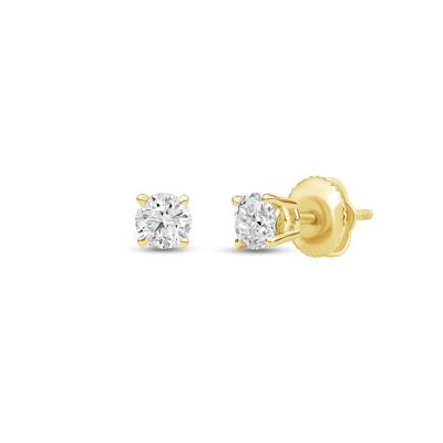 Lab Grown Diamond Round Solitaire Stud Earrings in 14K Yellow Gold (1/2 ct. tw.) 