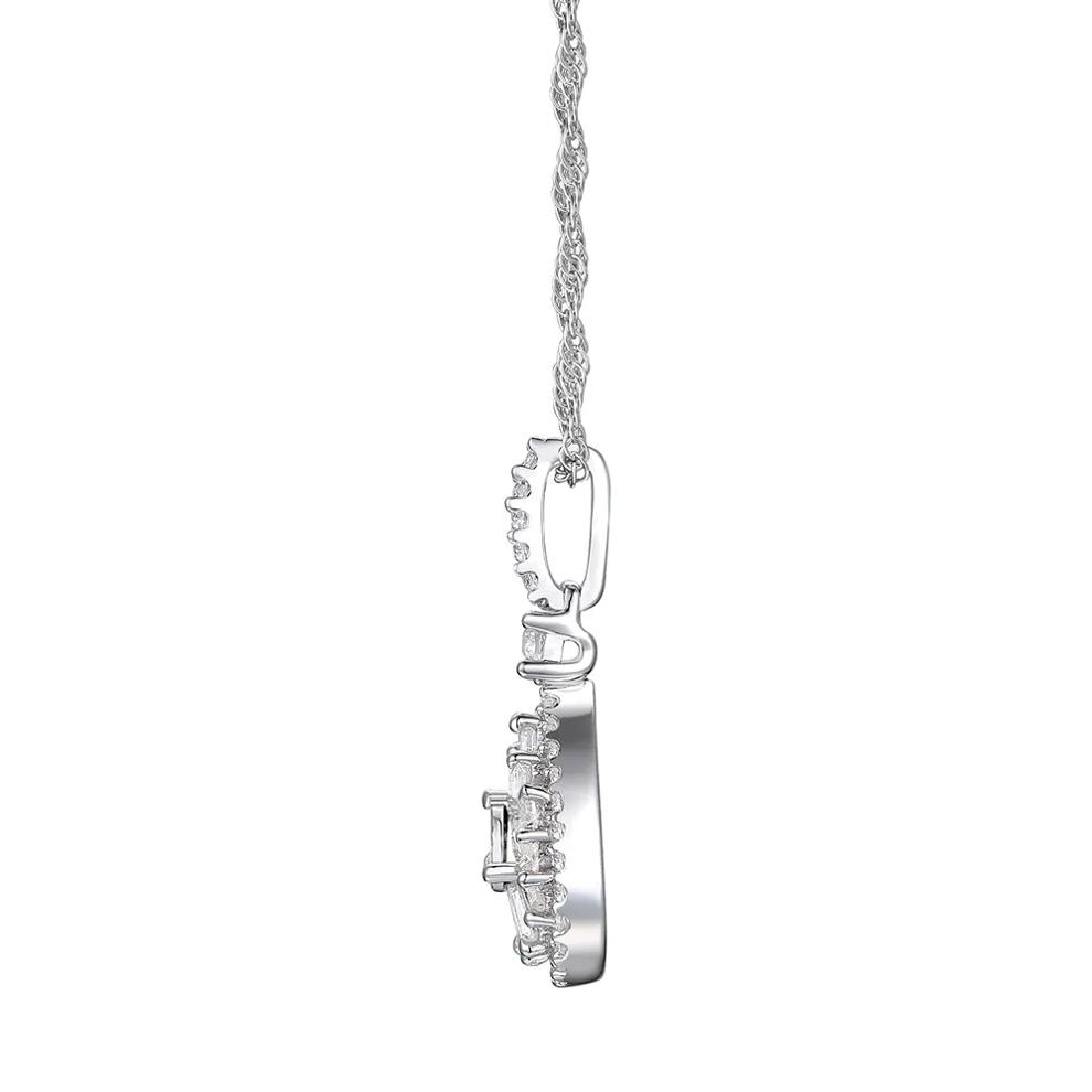 Pear-Shaped Diamond Cluster Pendant in 10K White Gold (1/4 ct. tw.) – Image 2 of 3