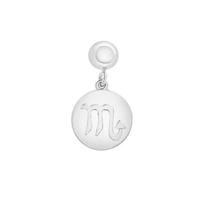 Scorpio Zodiac Disc Bead Charm in Sterling Silver