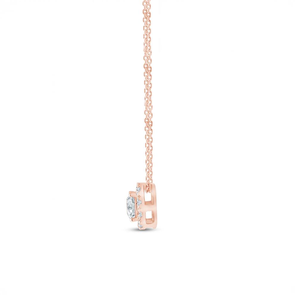 Lab Grown Diamond Halo Pendant in 14K Rose Gold (1/2 ct. tw.) – Image 2 of 3
