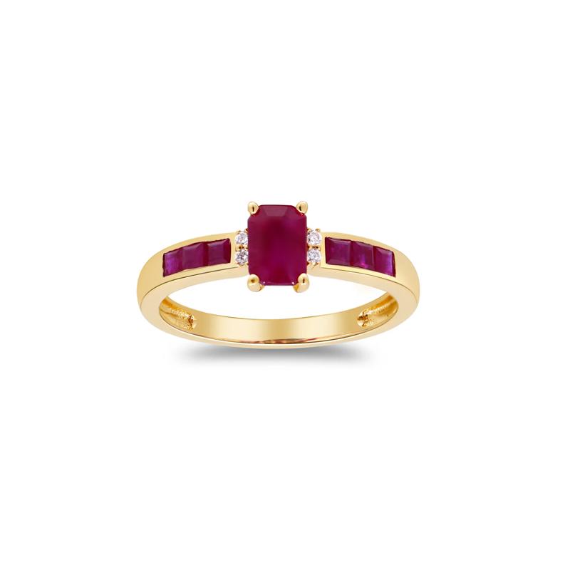 Ruby &amp; Diamond Accent Ring in 10K Yellow Gold – Image 4 of 5