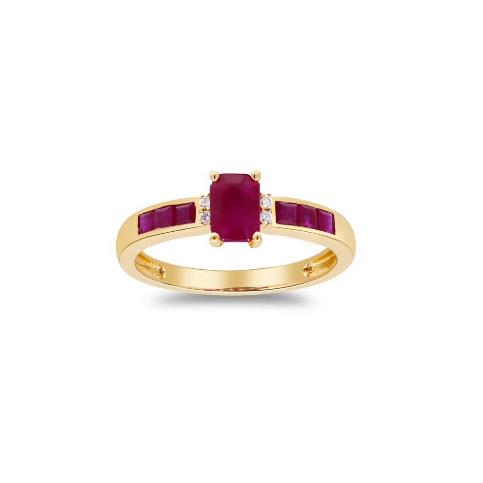 Ruby &amp; Diamond Accent Ring in 10K Yellow Gold – Image 4 of 5