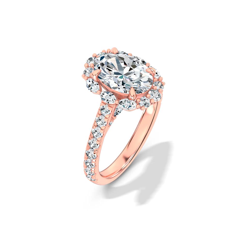 Lab Grown Diamond Oval Halo Engagement Ring in 14K Rose Gold (3 ct. tw.) – Image 4 of 4
