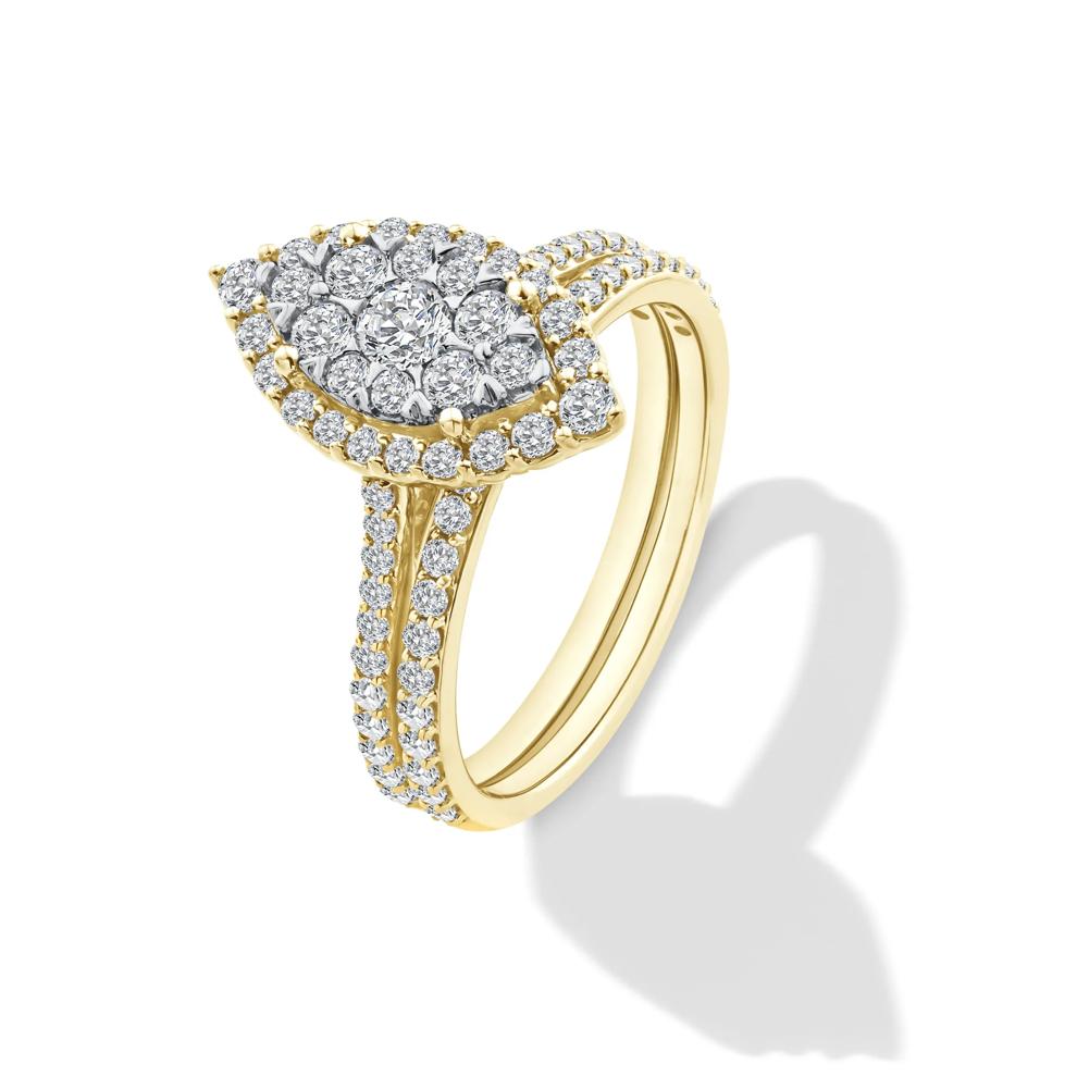 Diamond Marquise Halo Center Composite Engagement Set in 10K Yellow Gold (1 ct. tw.) – Image 5 of 6