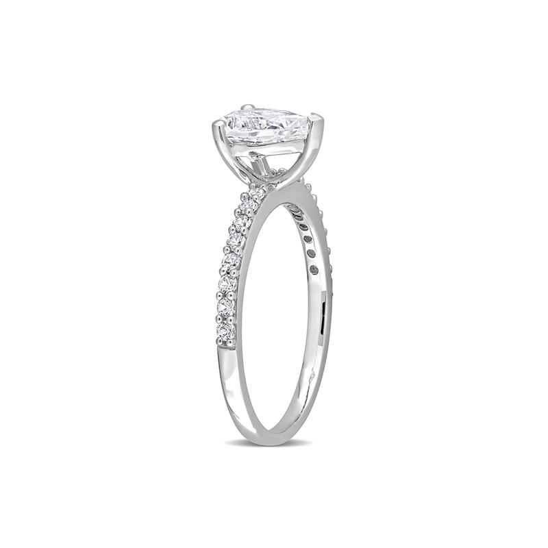 Pear-Shaped Lab Created White Sapphire Ring in 10K White Gold – Image 3 of 6