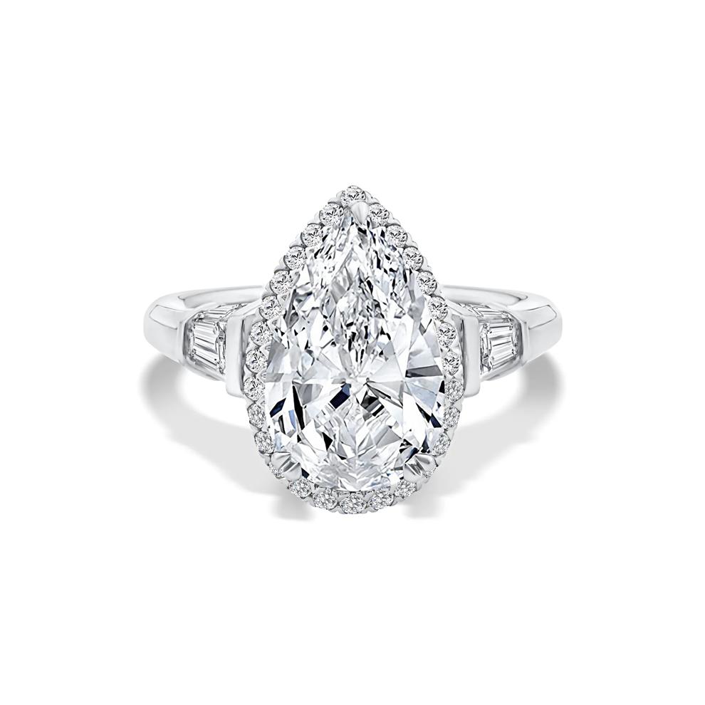 Lab Grown Diamond Pear-Shaped Halo Engagement Ring in Platinum (5 1/4 ct. tw.) – Image 1 of 4