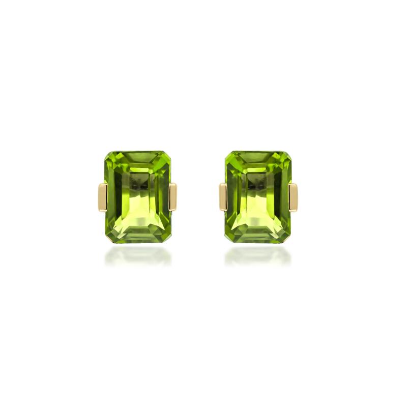 Tension-Set Peridot Earrings in 10K Yellow Gold – Image 3 of 3